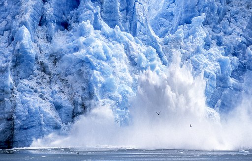 ice chips off large glacier in alaska