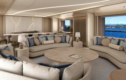 Charter yacht O'MADELEINE main salon lounge area