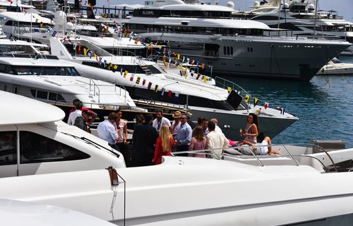  Monaco Grand Prix Yacht Charter and guests on deck