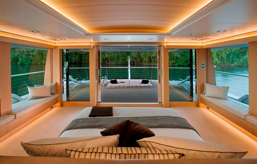 master suite with 270-degree views on board luxury yacht ‘Big Fish’ 