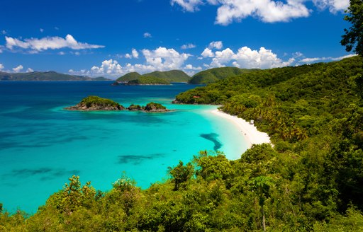 Elevated view of a sweeping coastline in the US Virgin Islands