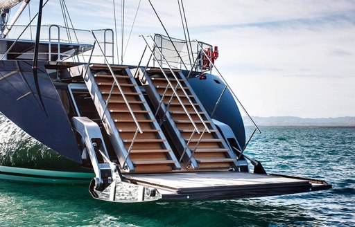 retractable swim platform aboard charter yacht VERTIGO 