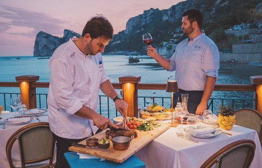 Lo Scoglio Positano chefs preparing food outside