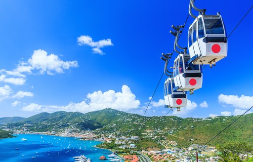 Caribbean, St. Thomas, USVI. Cable car at Heavensight in Charlotte Amelie.
