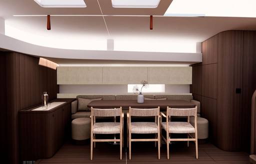 Charter yacht FITZROVIA interior dining rendering