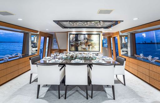 Charter yacht MARGATE interior dining area