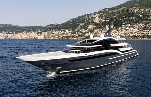 Charter yacht LUNA at anchor in a bay