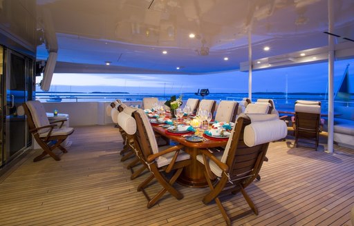 sUPERYACHT rhino'S REFITTED AL FRESCO DINING AREA