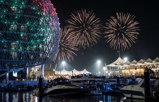 Fireworks lighting the sky above Yas marina