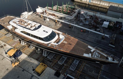 luxury yacht SEVEN is launched into the water