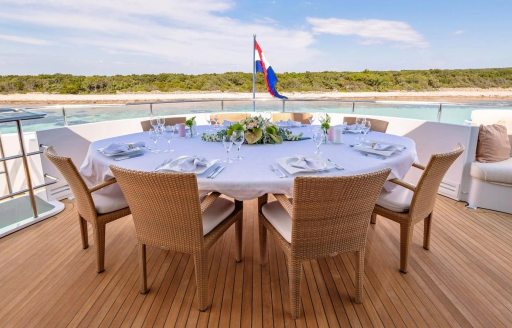 Charter yacht AGRAM alfresco dining setup