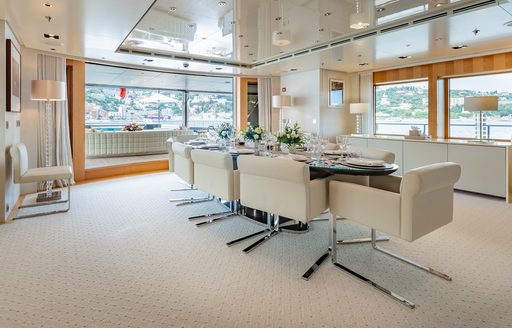Charter yacht LOON interior dining area