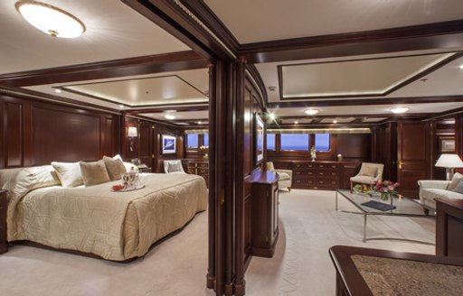 spacious master suite on board superyacht TELEOST