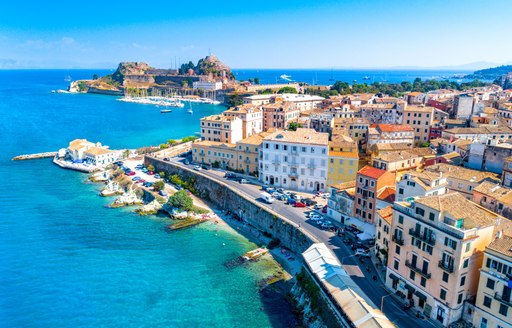 Elevated view of the Corfu coastline