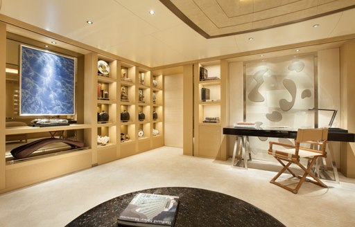 office forming part of the master suite on board luxury yacht GRACE 