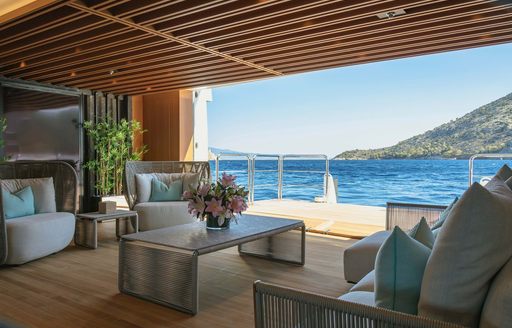 Charter yacht PROJECT X beach club seating