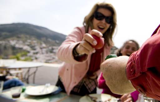 Greek people playing traditional easter game
