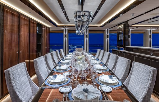 Formal dining onboard Charter yacht TOP FIVE II