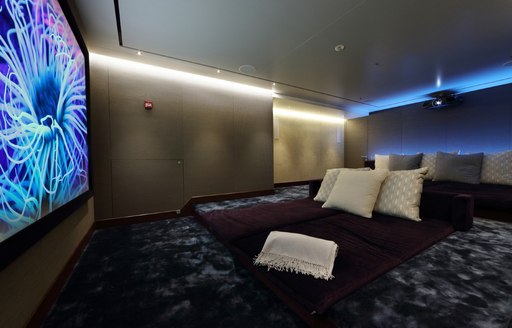 The home cinema on board superyacht 'Cloud Nine'