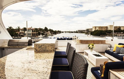 Sun deck of luxury yacht CHARISMA