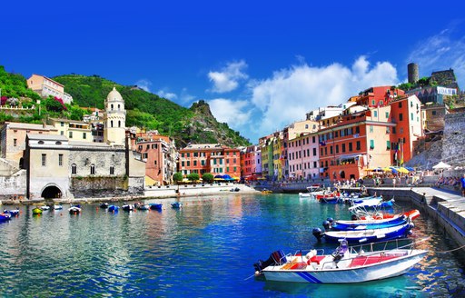 colourful harbour in italy