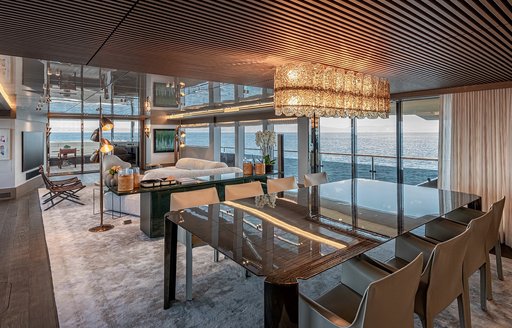 Charter yacht ONE ZERO interior dining option