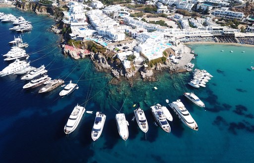 Yachts in Psarou bay