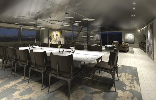 The formal dining table on board sailing yacht SYBARIS