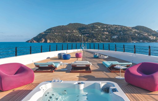 Expansive sundeck onboard luxury charter yacht