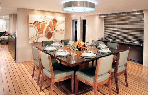 Superyacht VvS1's dining area