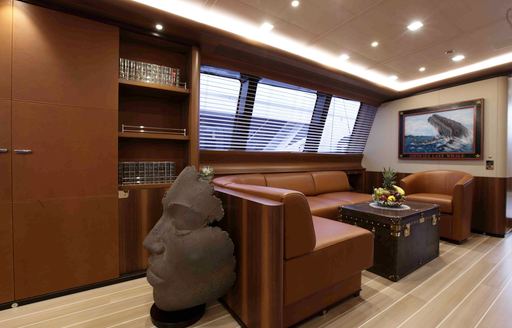 sumptuous interior styling of main salon aboard charter yacht PERSEUS^3