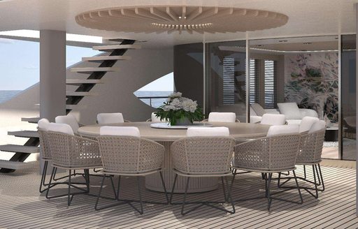 Charter yacht ORIY exterior dining area