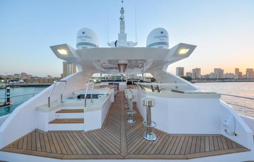 The sundeck of luxury yacht Ghost II