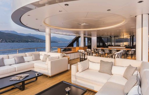 alfresco lounging area on board superyacht SUERTE