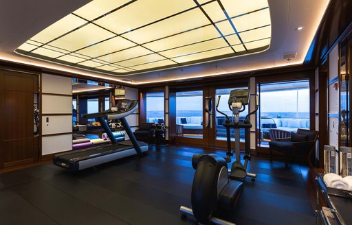 gym on sundeck of superyacht faith from feadship