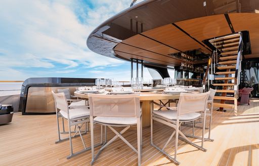 Superyacht charter RAJA² exterior dining setup