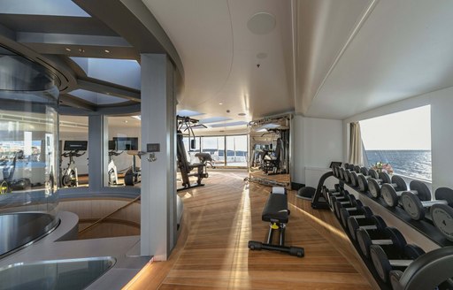 Gymnasium on board charter yacht PROJECT X