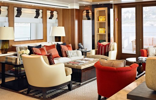 main saloon onboard luxury superyacht charter Kathleen Anne