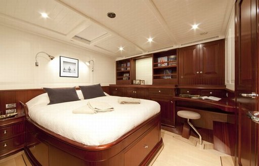 Master cabin on board luxury charter yacht Aurelius 111