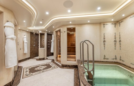 Premium spa with access to amenities onboard superyacht charter GIGIA