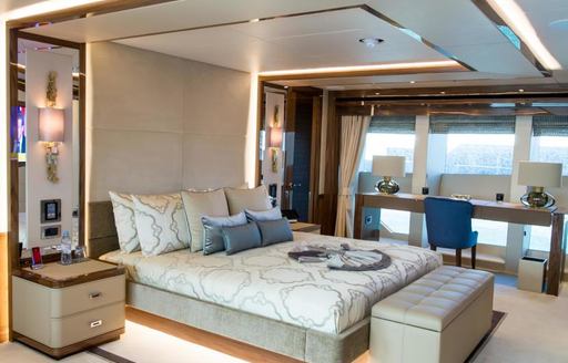 One of the guest cabins featured on board superyacht Princess AVK