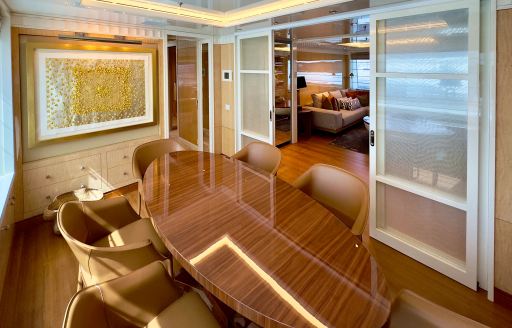 Conference room onboard charter yacht SEAKID II