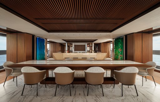 Superyacht charter SILVER FOX interior dining area