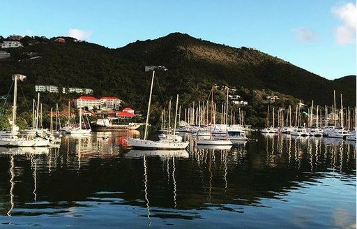 Yachts gathered in the Caribbean