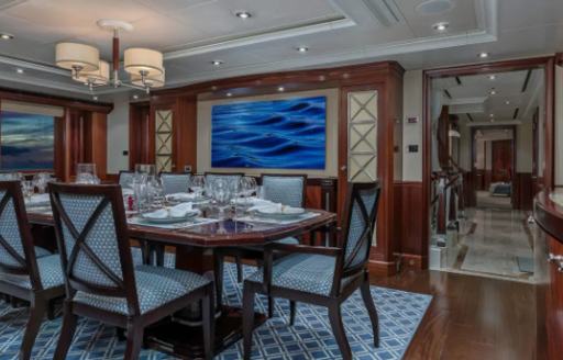 Charter yacht AVALON interior dining area