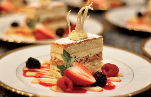 luxury motor yacht ARIOSO dessert served by talented chef