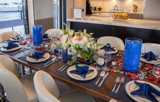 Tablescape competition entry with blue star napkins 