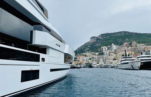 Superyachts berthed at the Monaco Yacht Show