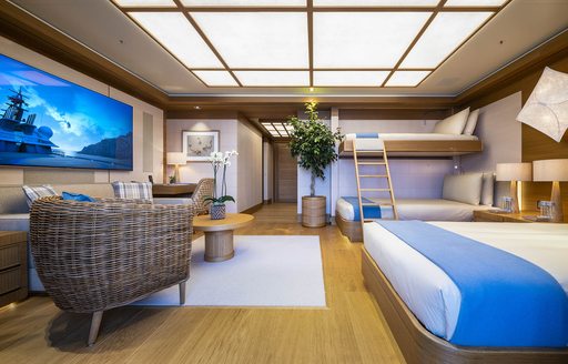 Guest cabin onboard superyacht charter FLYING FOX