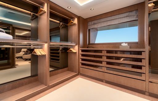 Walk in wardrobe on superyacht O'PARI